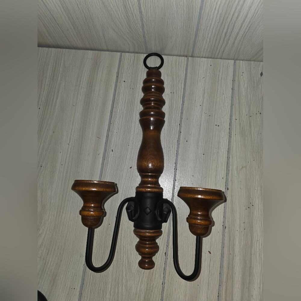 Vtg Wooden Wall Sconce Candle Holder Victorian MCM Hollywood Regency Gothic